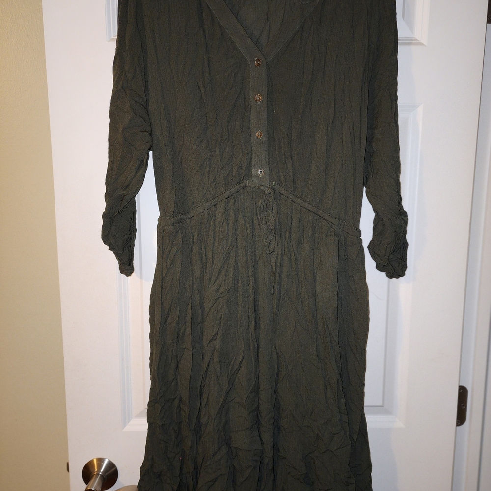 Torrid Olive Midi Dress with Button Detail Would Look Great With Knee Boots.